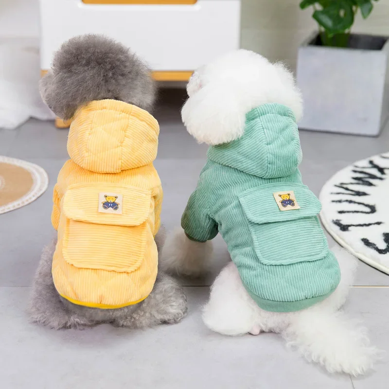 D Ring Strap - Corduroy Dog Coat with Leash D-ring